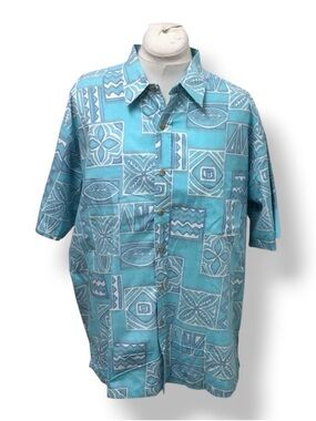 Cooke Street Honolulu Mens Short Sleeve Button Down Hawaiian Shirt, Blue, sz XL